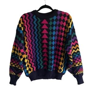 WESTMORLAND KNITWEAR Designer Range Vintage Wool Geometric Print Sweater
